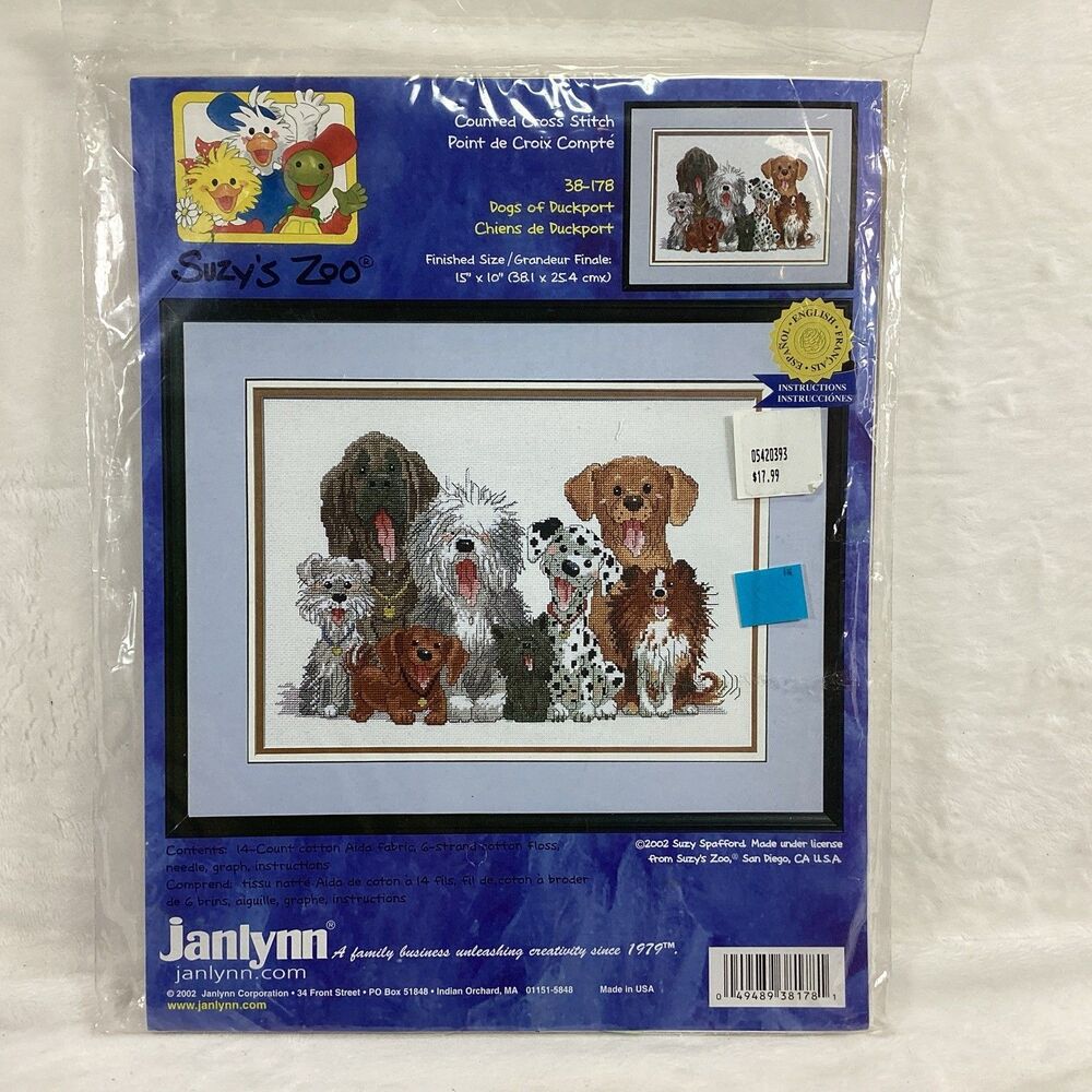 Janlynn Suzy's Zoo Counted Cross Stitch, Dogs of Duckport: Brand New